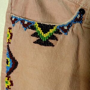 Ralph Lauren Black Label Turquoise Bead Corduroy Pants Western Southwest Jeans